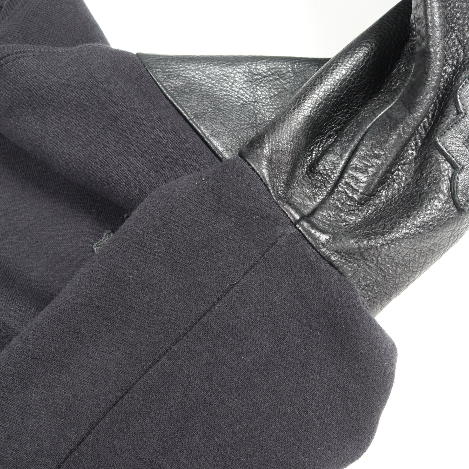 Y NOT クロスパッチ 切替 スウェットシャツ コットン レザー ブラック クロムハーツ トップス Chrome Hearts