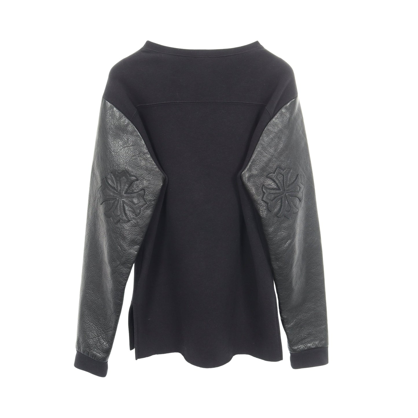 Y NOT クロスパッチ 切替 スウェットシャツ コットン レザー ブラック クロムハーツ トップス Chrome Hearts