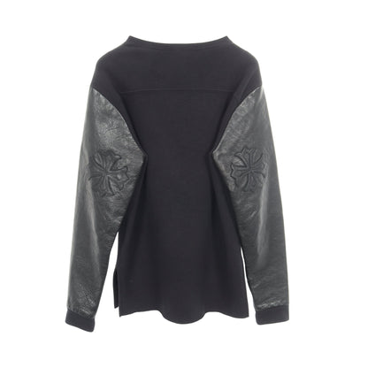 Y NOT クロスパッチ 切替 スウェットシャツ コットン レザー ブラック クロムハーツ トップス Chrome Hearts