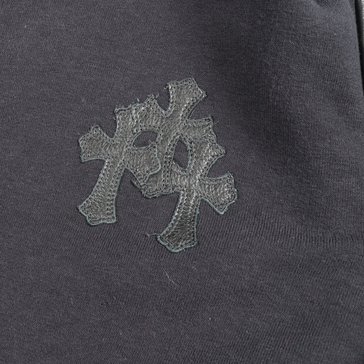 Y NOT クロスパッチ 切替 スウェットシャツ コットン レザー ブラック クロムハーツ トップス Chrome Hearts