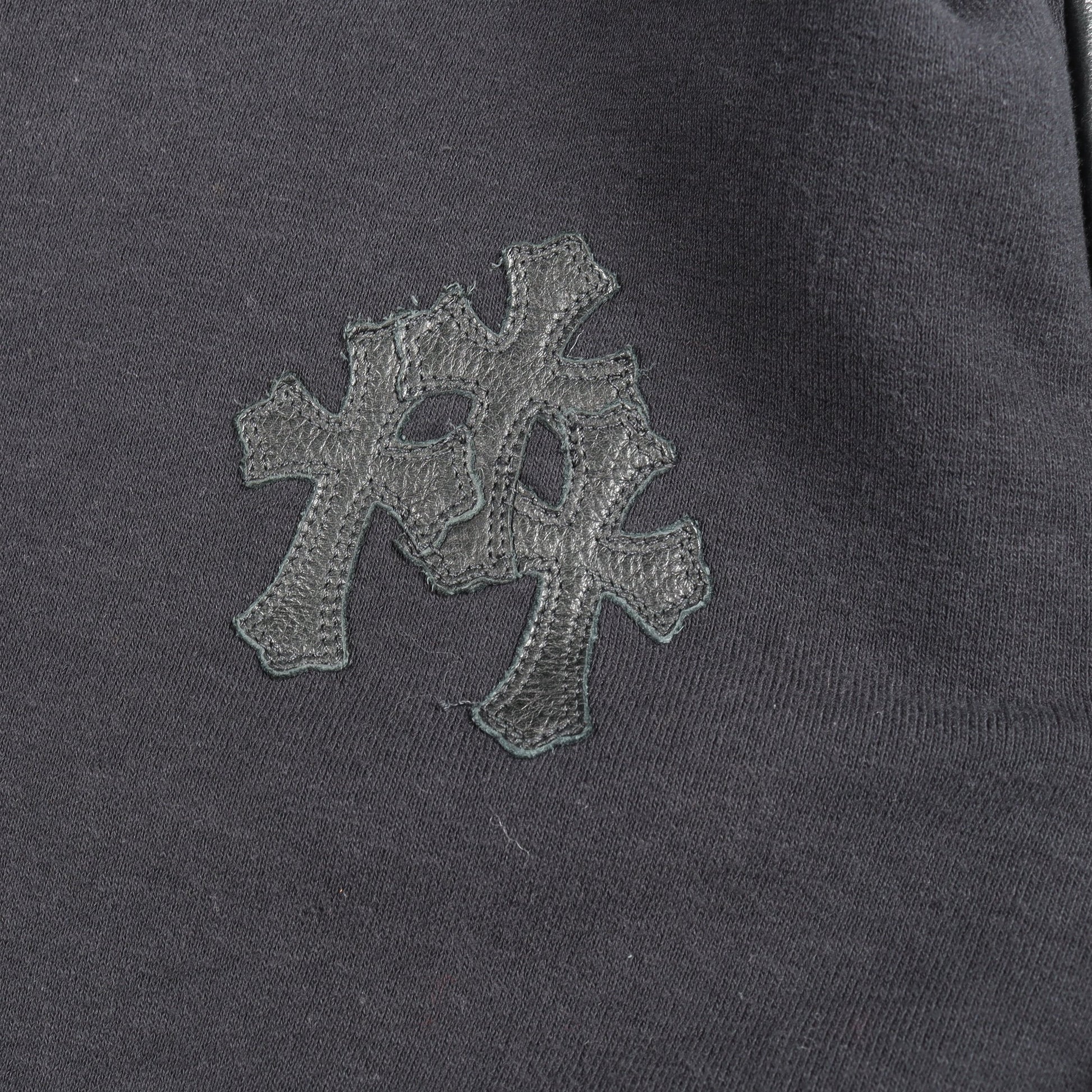 Y NOT クロスパッチ 切替 スウェットシャツ コットン レザー ブラック クロムハーツ トップス Chrome Hearts