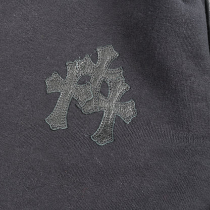 Y NOT クロスパッチ 切替 スウェットシャツ コットン レザー ブラック クロムハーツ トップス Chrome Hearts