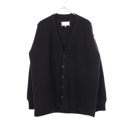 Four Stitches Detail Wool Zipper Cardigan ダメージ加工 カーディガン ウール ブラック メゾンマルジェラ