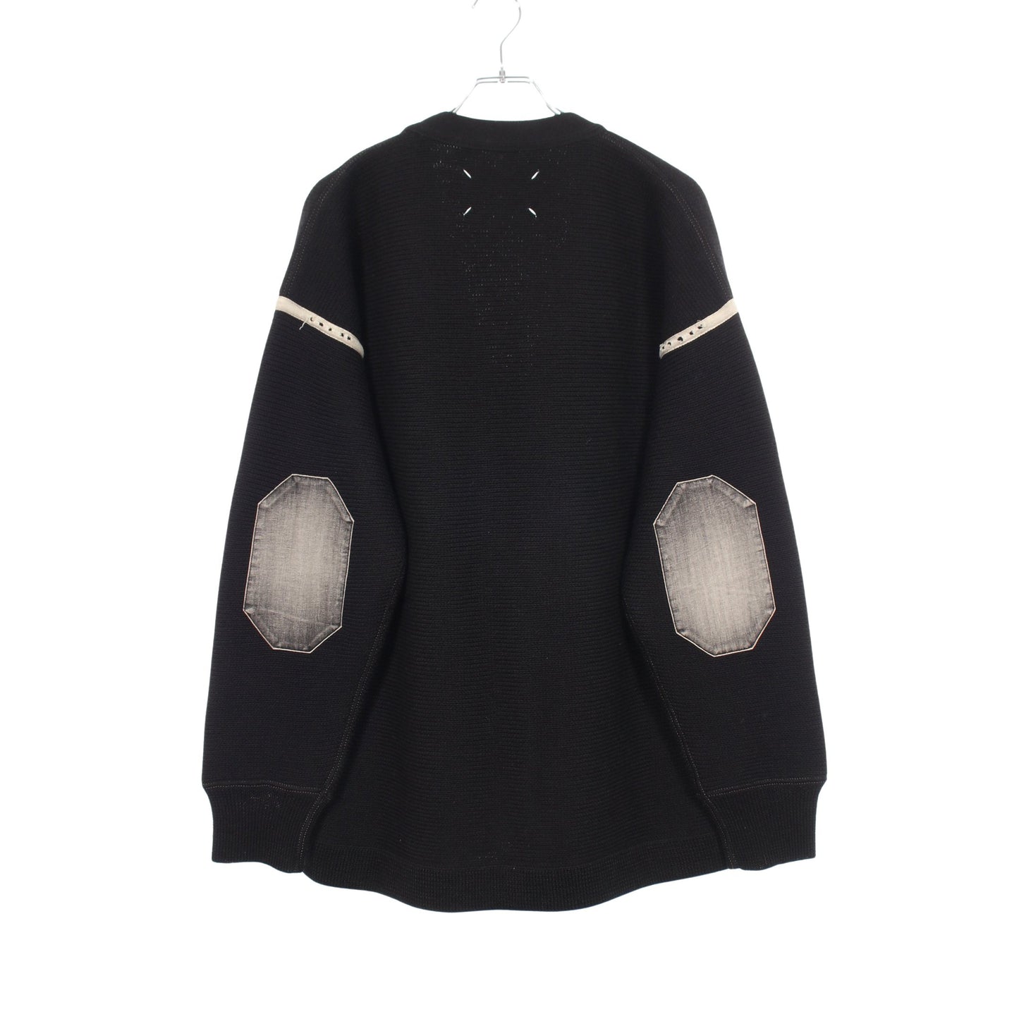 Four Stitches Detail Wool Zipper Cardigan ダメージ加工 カーディガン ウール ブラック メゾンマルジェラ