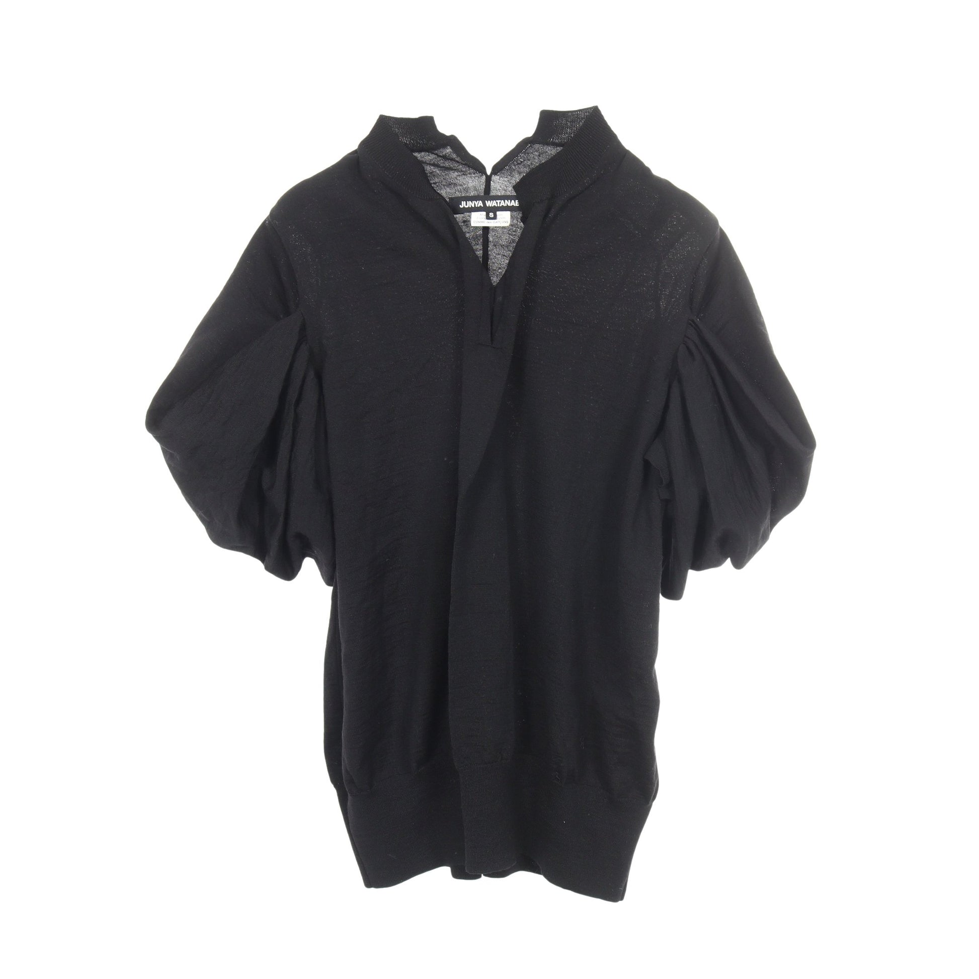 ギャザースリーブ Vネック ニット トップス ウール ブラック ジュンヤワタナベコムデギャルソン トップス JUNYA WATANABE COMME des GARCONS