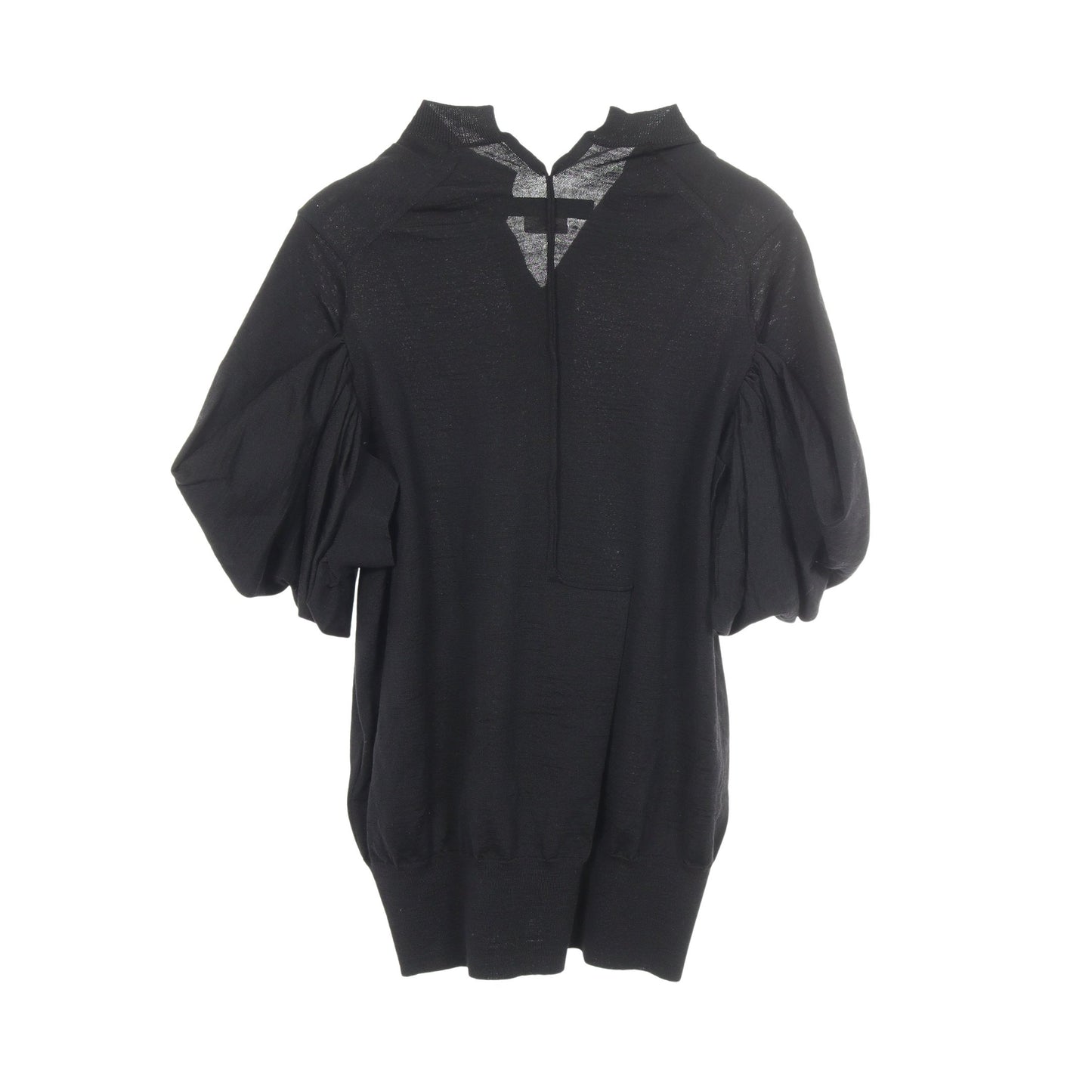 ギャザースリーブ Vネック ニット トップス ウール ブラック ジュンヤワタナベコムデギャルソン トップス JUNYA WATANABE COMME des GARCONS