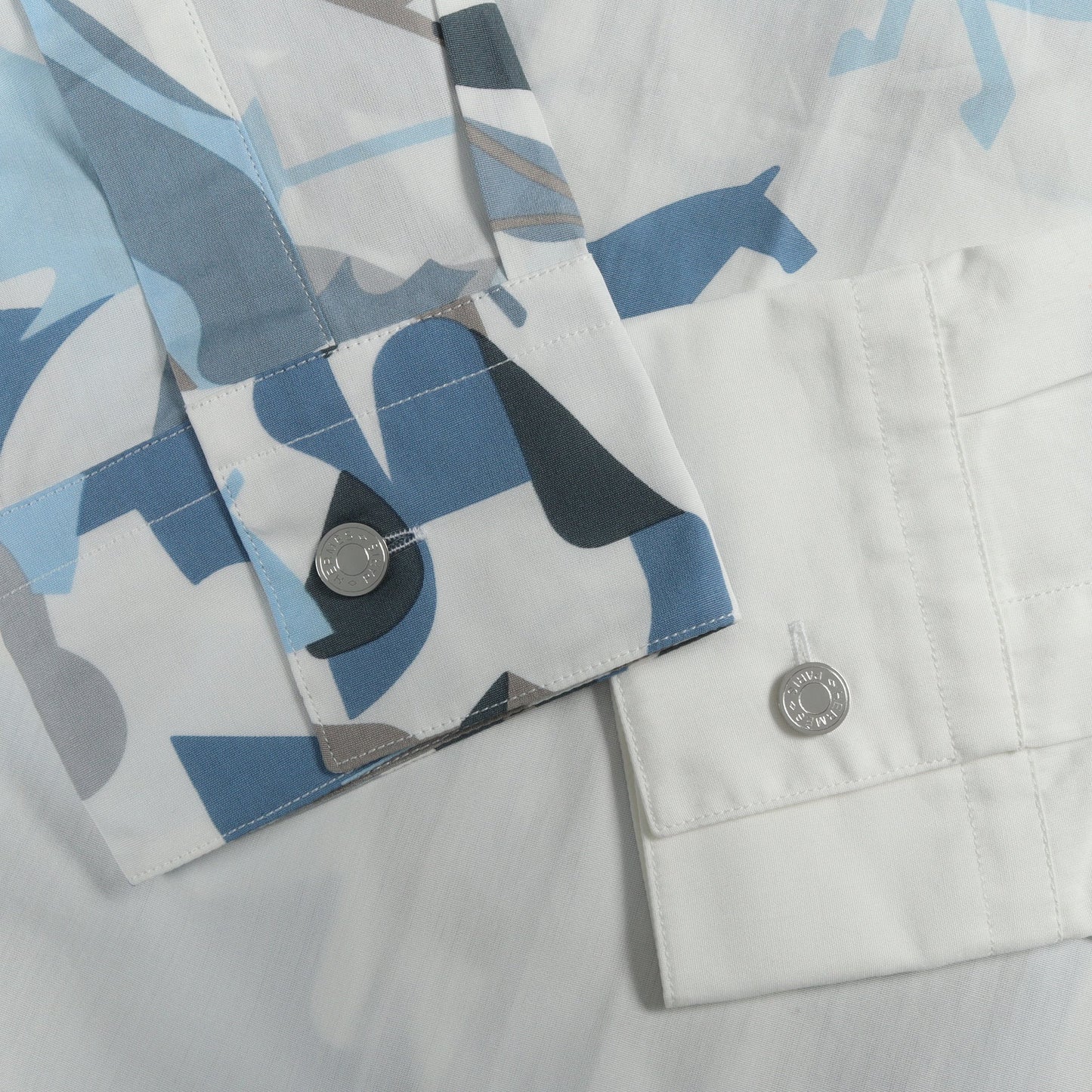 PUZZLE VEGETAL 長袖 シャツ コットン ホワイト ライトブルー グレー エルメス トップス HERMES