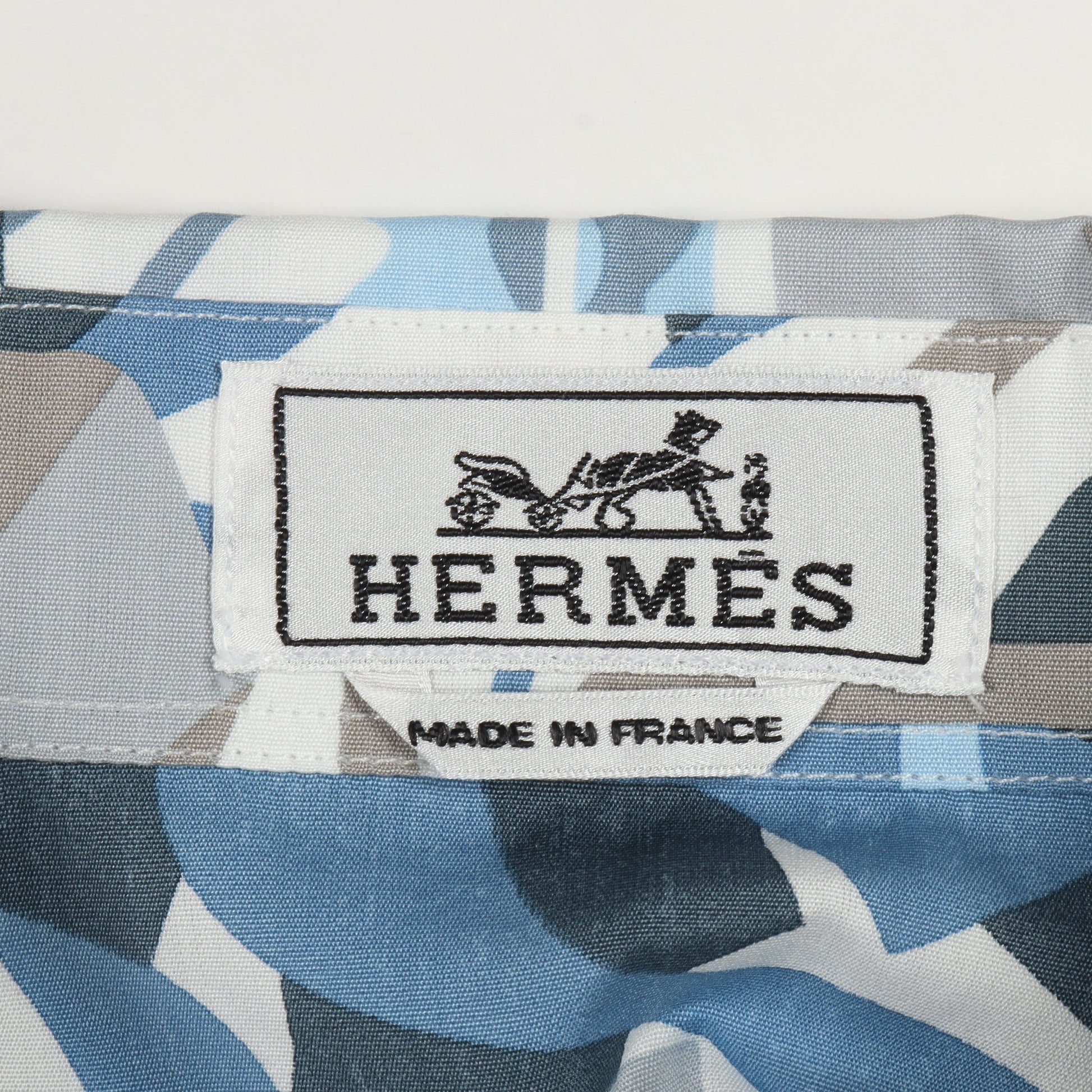 PUZZLE VEGETAL 長袖 シャツ コットン ホワイト ライトブルー グレー エルメス トップス HERMES