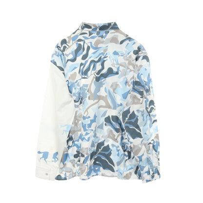 PUZZLE VEGETAL 長袖 シャツ コットン ホワイト ライトブルー グレー エルメス トップス HERMES