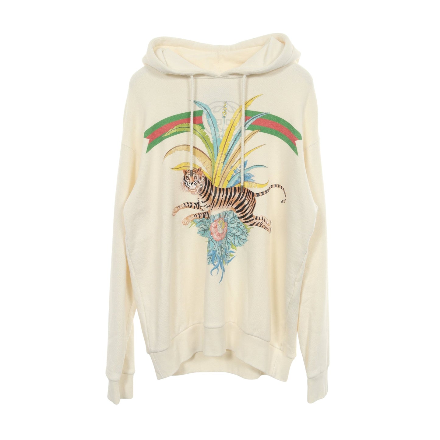 タイガープリント プルオーバーパーカー コットン オフホワイト マルチカラー グッチ トップス GUCCI