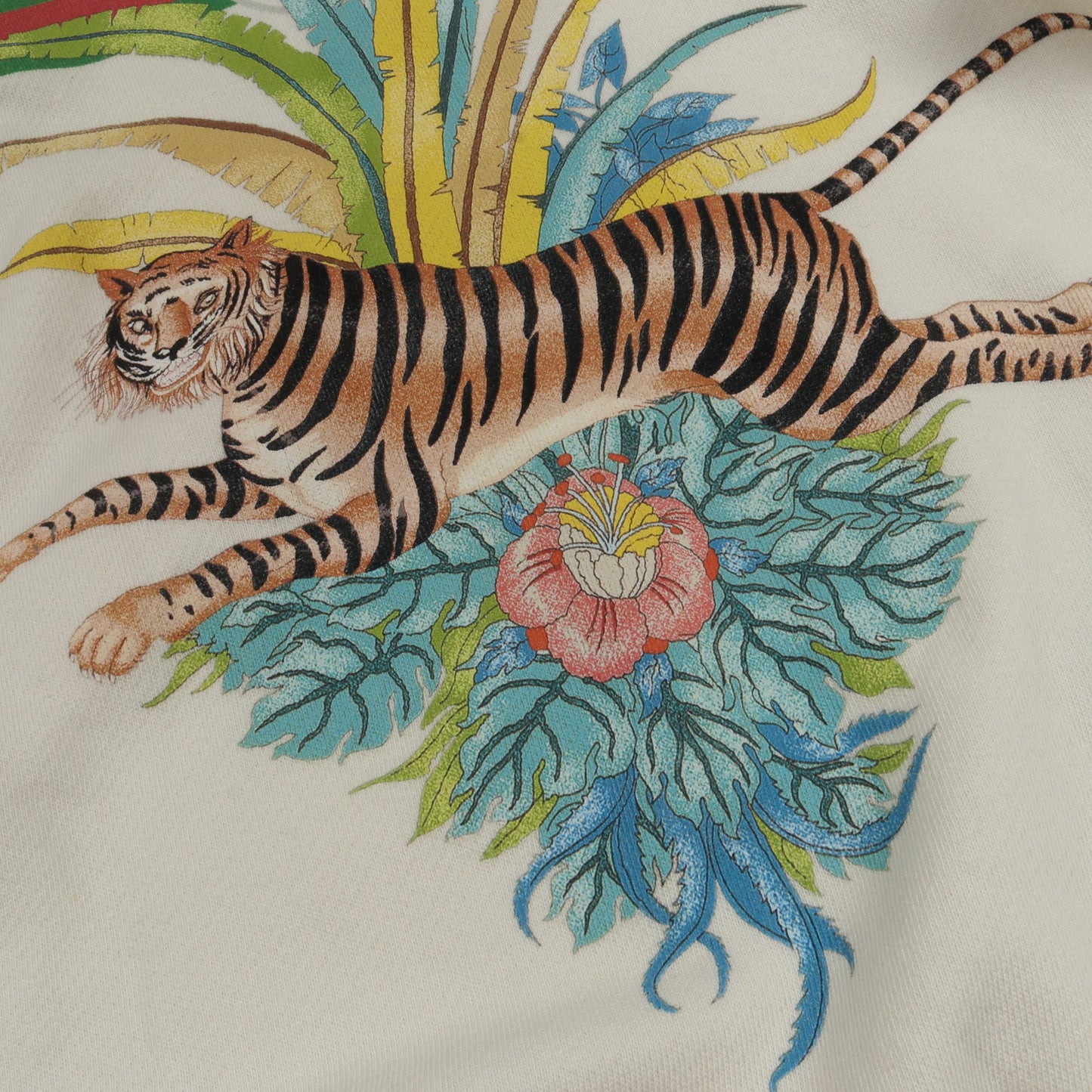 タイガープリント プルオーバーパーカー コットン オフホワイト マルチカラー グッチ トップス GUCCI
