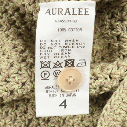 カギ編み カーディガン コットン イエローグリーン オーラリー トップス AURALEE