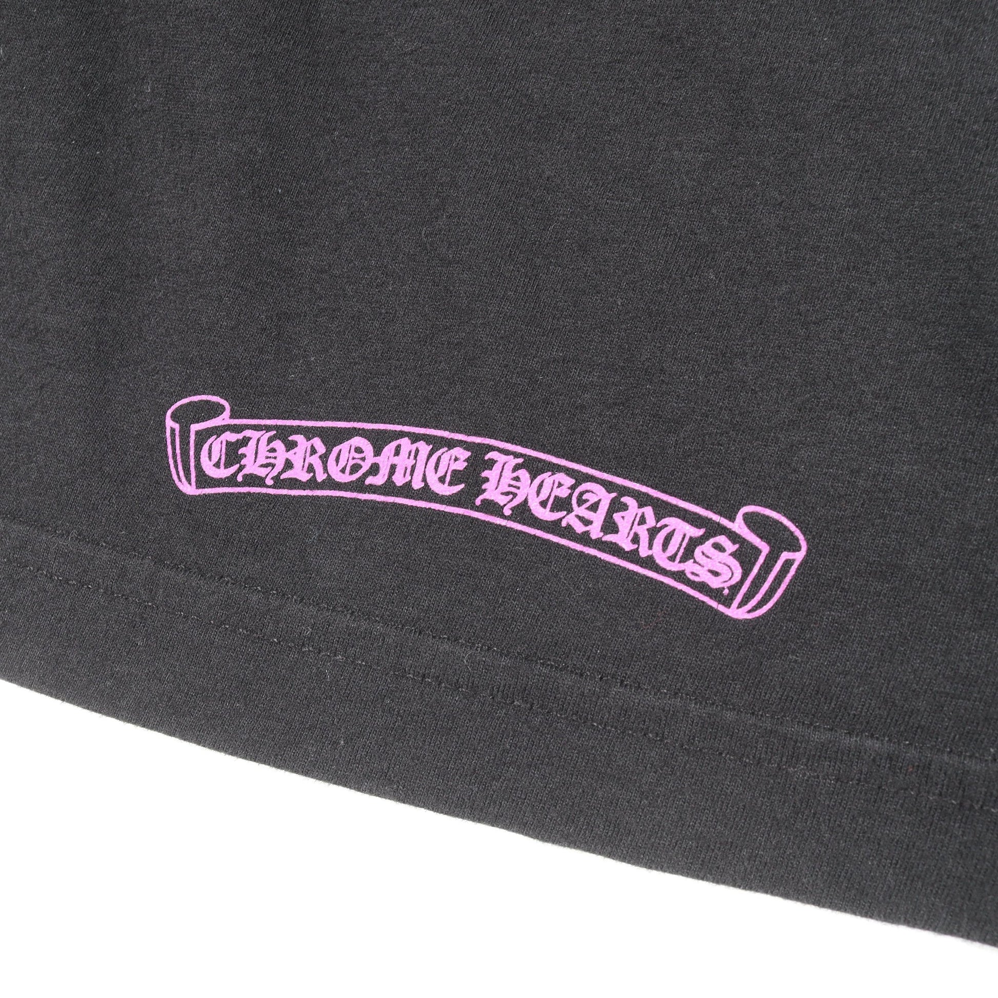 ネックロゴ ポケット付き 長袖Tシャツ コットン ブラック パープル クロムハーツ トップス Chrome Hearts