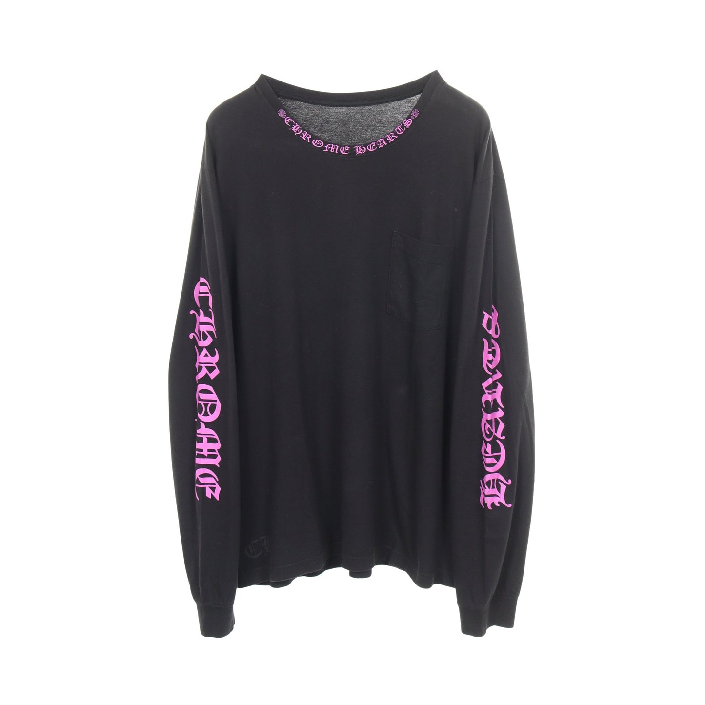 ネックロゴ ポケット付き 長袖Tシャツ コットン ブラック パープル クロムハーツ トップス Chrome Hearts