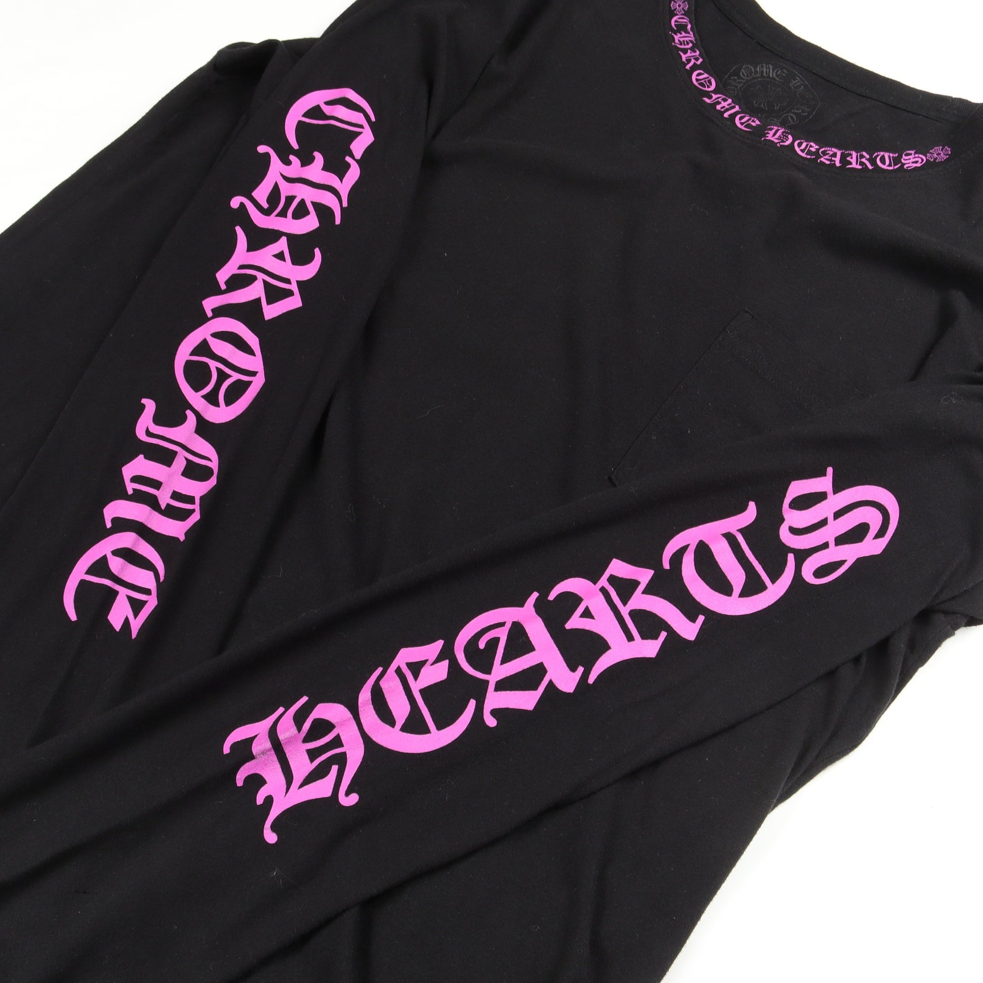 ネックロゴ ポケット付き 長袖Tシャツ コットン ブラック パープル クロムハーツ トップス Chrome Hearts