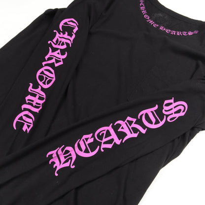 ネックロゴ ポケット付き 長袖Tシャツ コットン ブラック パープル クロムハーツ トップス Chrome Hearts