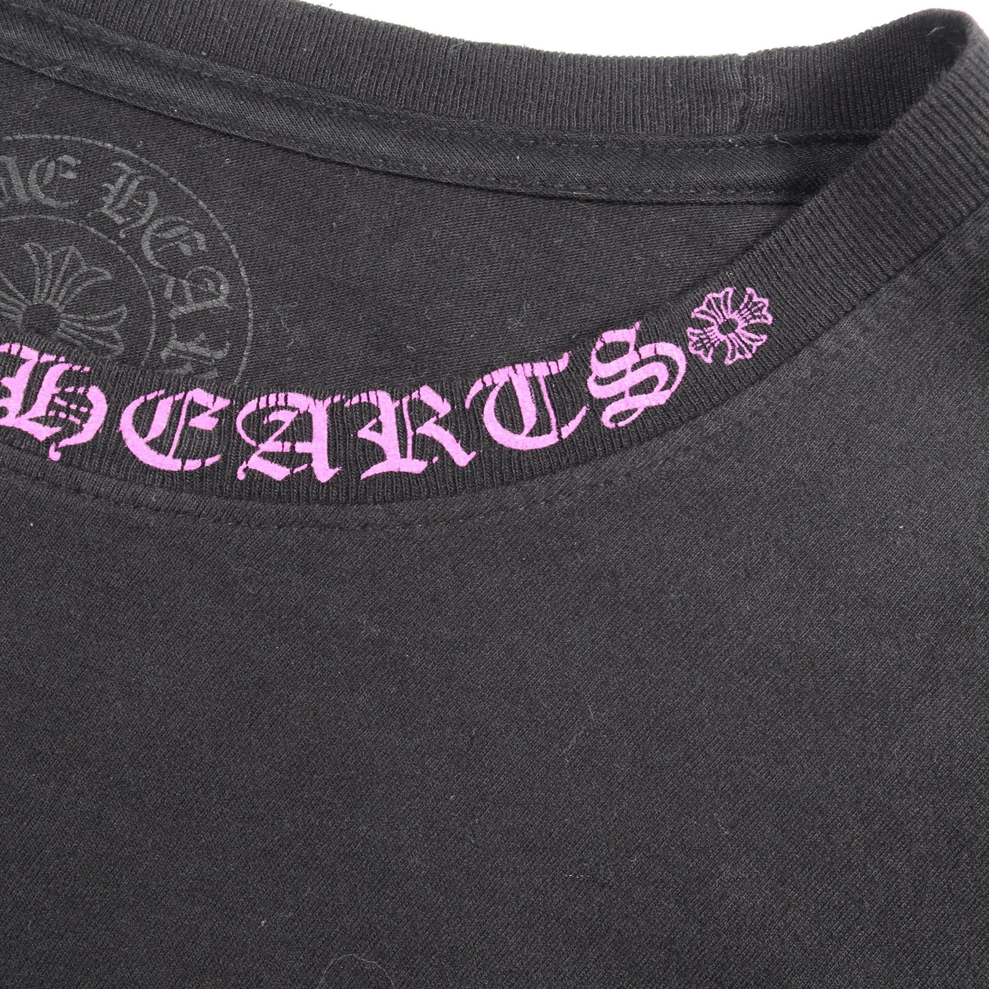 ネックロゴ ポケット付き 長袖Tシャツ コットン ブラック パープル クロムハーツ トップス Chrome Hearts