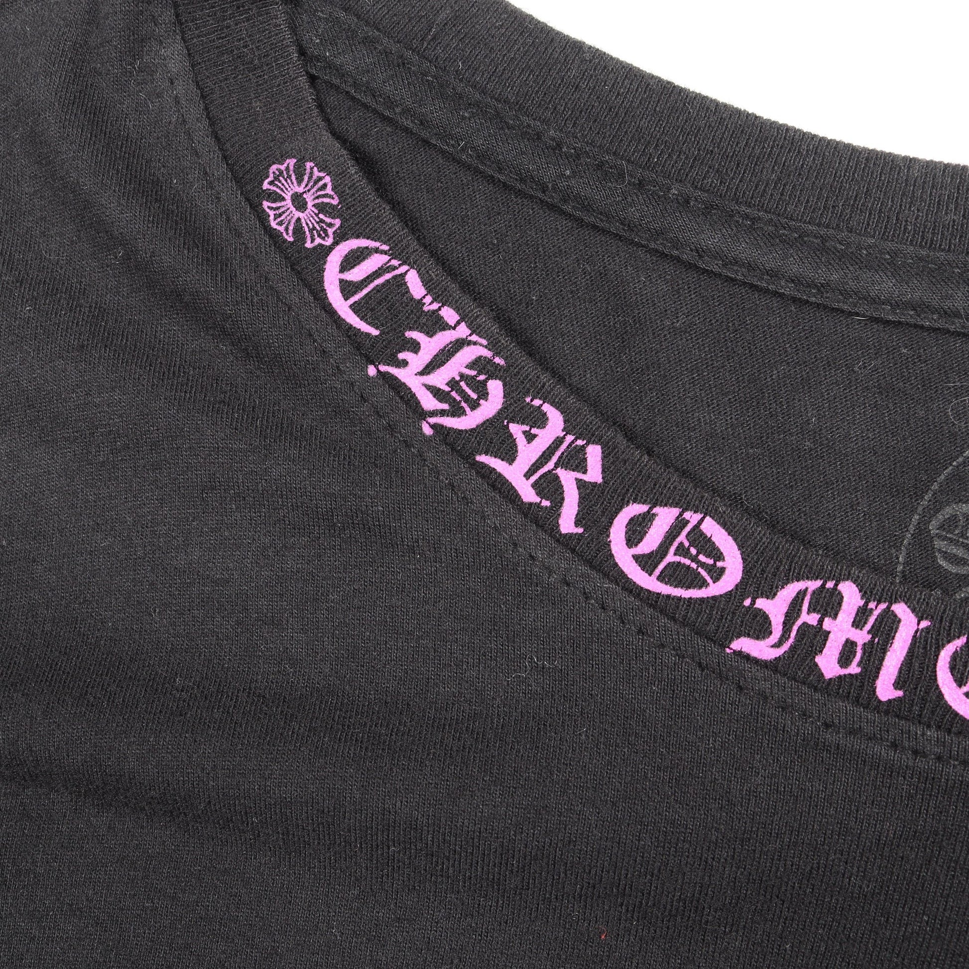 ネックロゴ ポケット付き 長袖Tシャツ コットン ブラック パープル クロムハーツ トップス Chrome Hearts