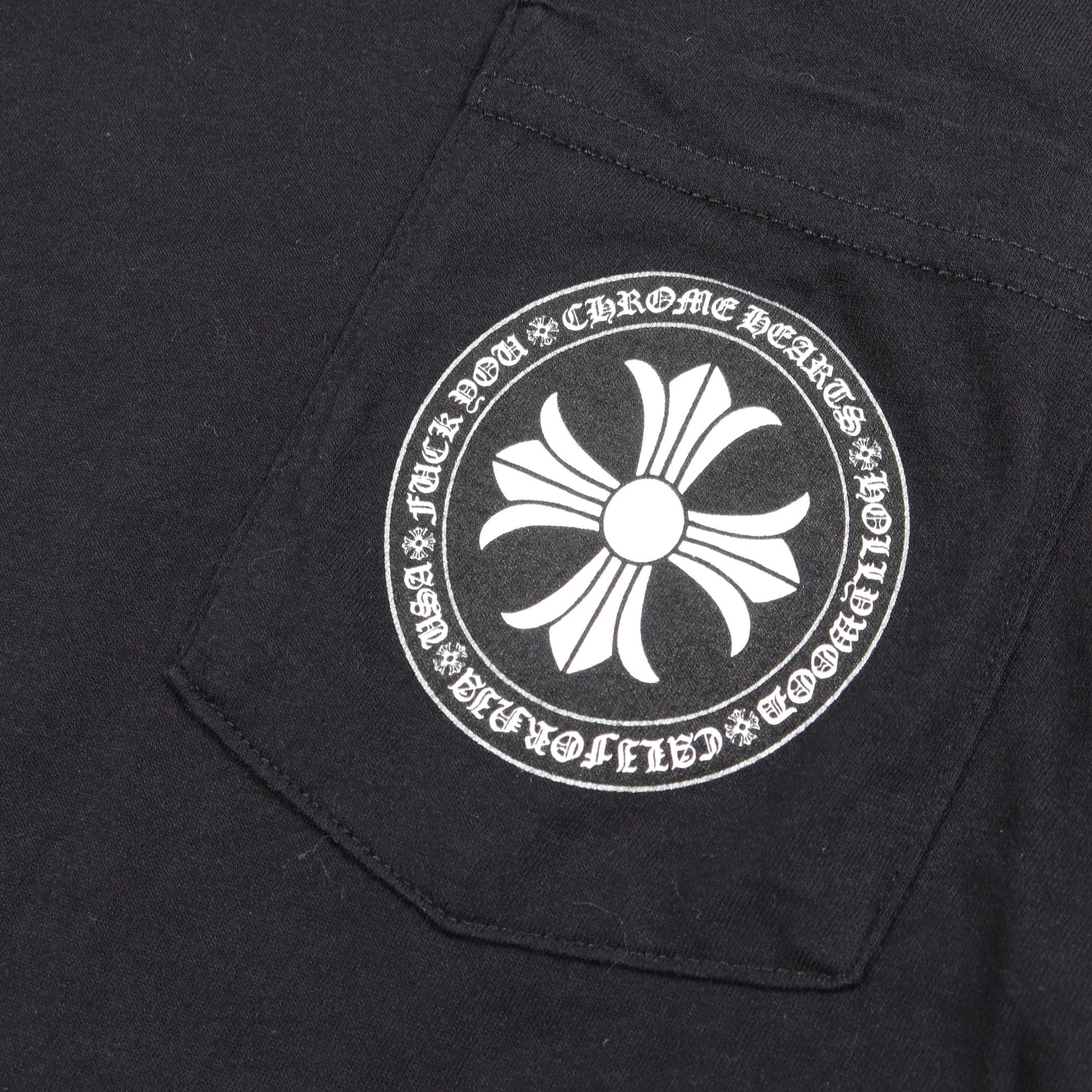 サークルロゴ アームロゴ ポケット付き 長袖Tシャツ コットン ブラック クロムハーツ トップス Chrome Hearts
