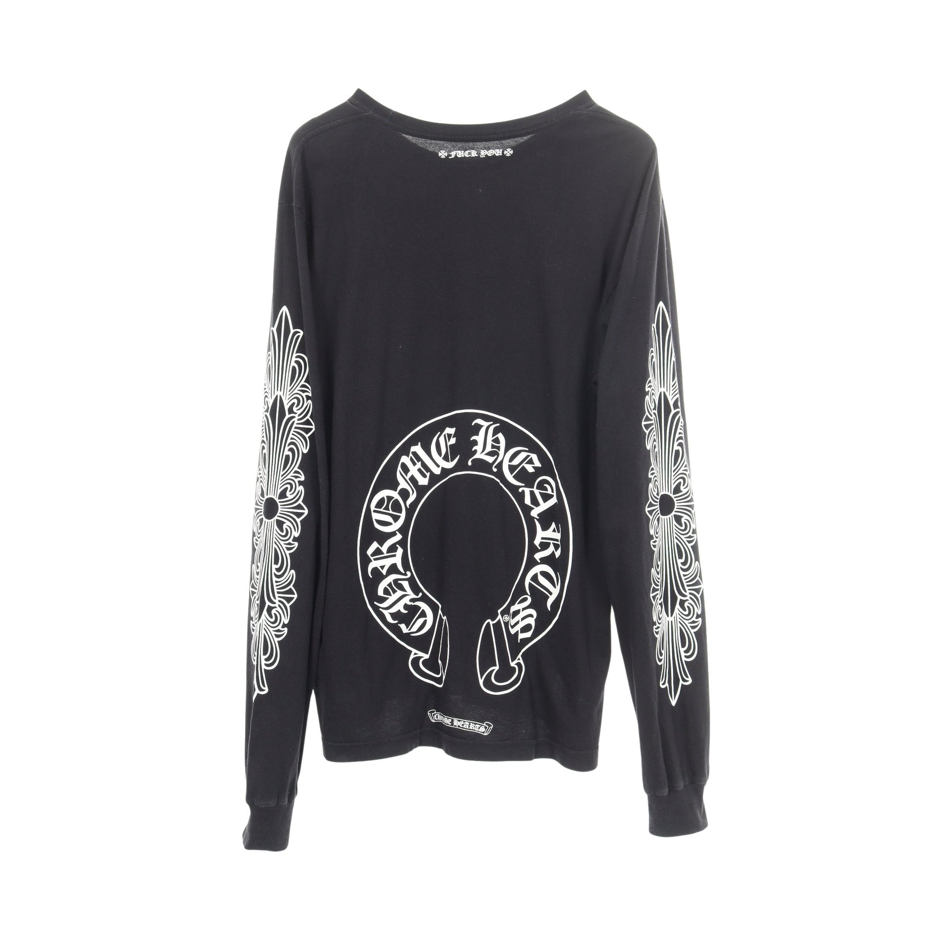 ホースシュー アームフローラルプリント ポケット付き 長袖Tシャツ コットン ブラック クロムハーツ トップス Chrome Hearts