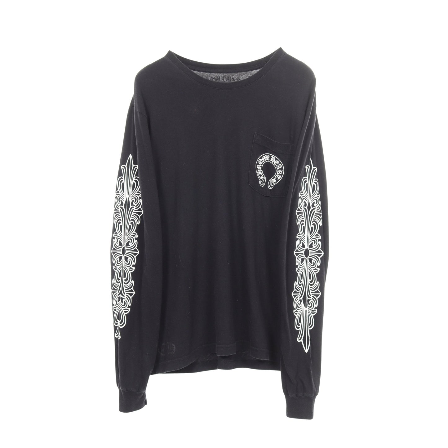 ホースシュー アームフローラルプリント ポケット付き 長袖Tシャツ コットン ブラック クロムハーツ トップス Chrome Hearts