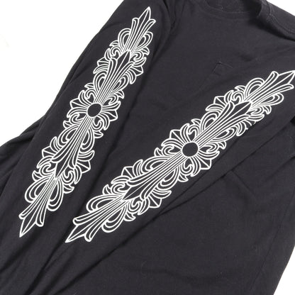 ホースシュー アームフローラルプリント ポケット付き 長袖Tシャツ コットン ブラック クロムハーツ トップス Chrome Hearts