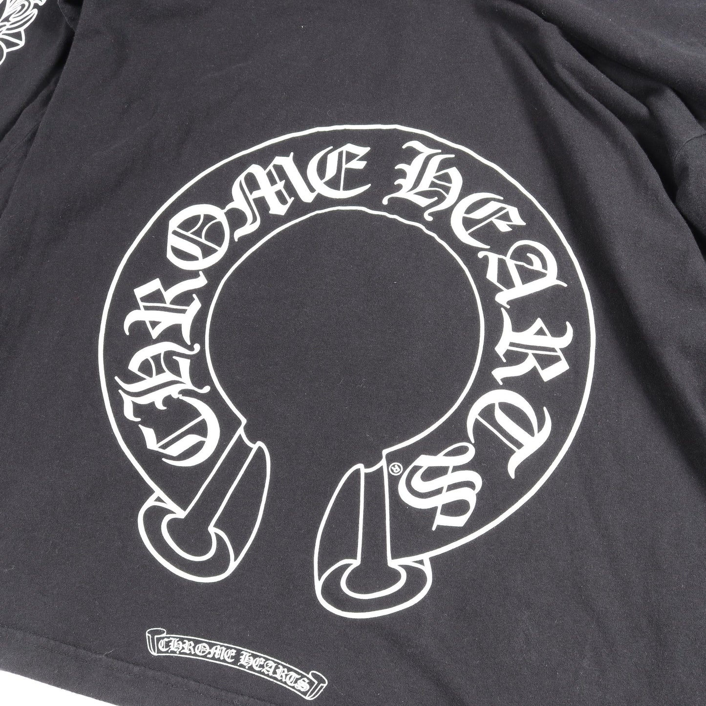 ホースシュー アームフローラルプリント ポケット付き 長袖Tシャツ コットン ブラック クロムハーツ トップス Chrome Hearts
