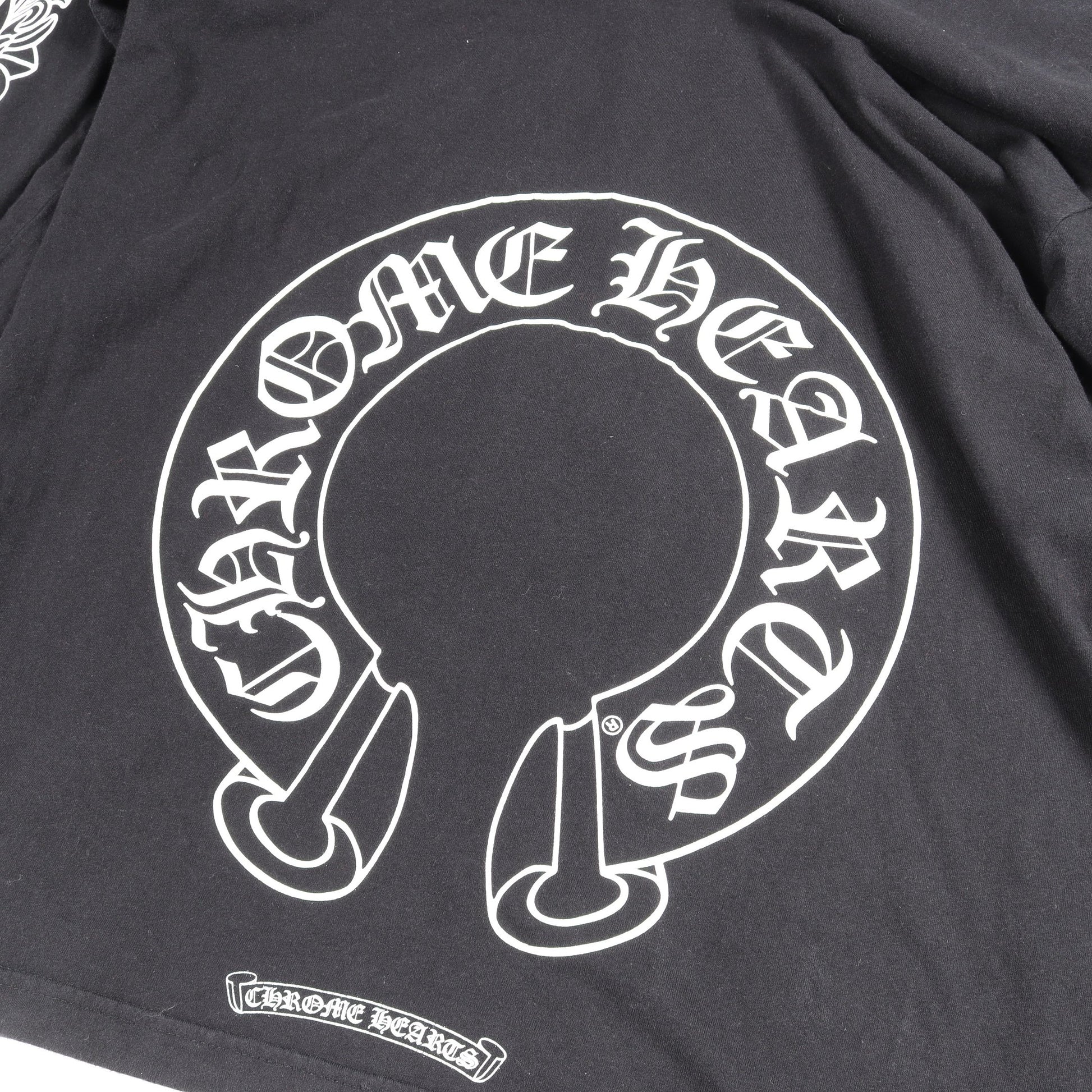 ホースシュー アームフローラルプリント ポケット付き 長袖Tシャツ コットン ブラック クロムハーツ トップス Chrome Hearts