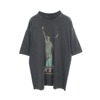 自由の女神 ヴィンテージ加工 ダメージ加工 半袖Tシャツ コットン グレー バレンシアガ