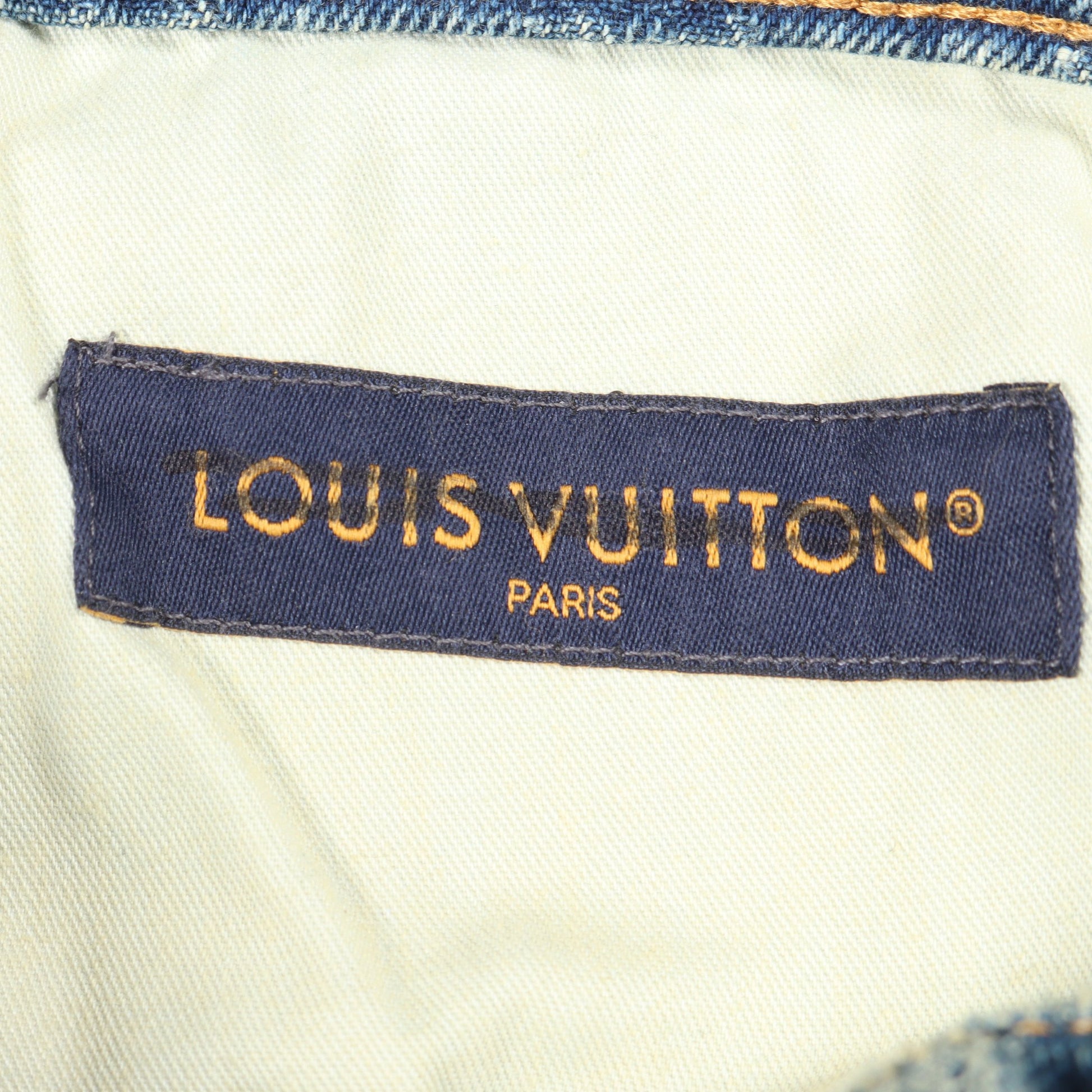 モノグラムエンボス パールボタン デニムパンツ コットン ブルー ルイヴィトン ボトムス LOUIS VUITTON