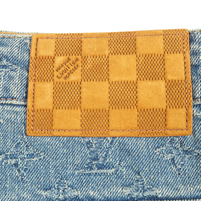 モノグラムエンボス パールボタン デニムパンツ コットン ブルー ルイヴィトン ボトムス LOUIS VUITTON