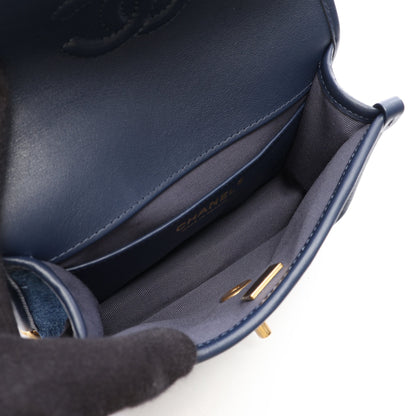 ミニマトラッセ 2WAY チェーンショルダーバッグ デニム レザー ブルー ネイビー ゴールド金具 シャネル