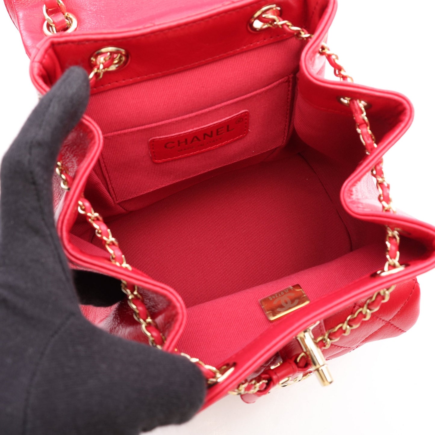 マトラッセ バックパック リュックサック レザー ピンクパープル ゴールド金具 シャネル