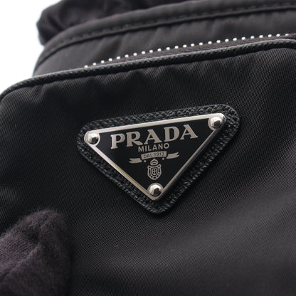 Re-Nylon スマートフォンケース ショルダーバッグ ナイロン サフィアーノレザー ブラック プラダ