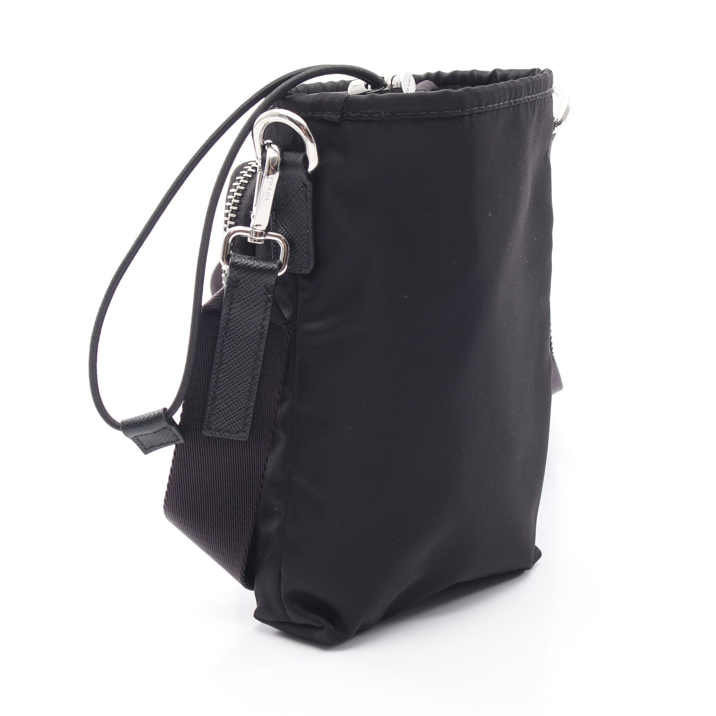 Re-Nylon スマートフォンケース ショルダーバッグ ナイロン サフィアーノレザー ブラック プラダ