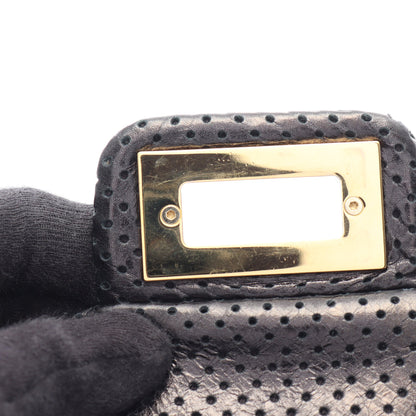 2.55 パンチング コンビ金具 チェーンショルダーバッグ レザー ブラック シャネル