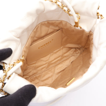CHANEL 22 ミニ 2WAY チェーンショルダーバッグ レザー ホワイト ゴールド金具 シャネル