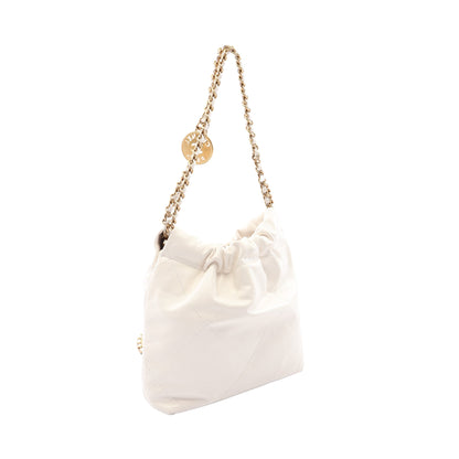 CHANEL 22 ミニ 2WAY チェーンショルダーバッグ レザー ホワイト ゴールド金具 シャネル