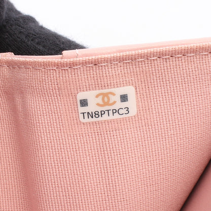 クラシック スモール フラップ ウォレット マトラッセ 三つ折り財布 キャビアスキン ライトピンク ゴールド金具 シャネル