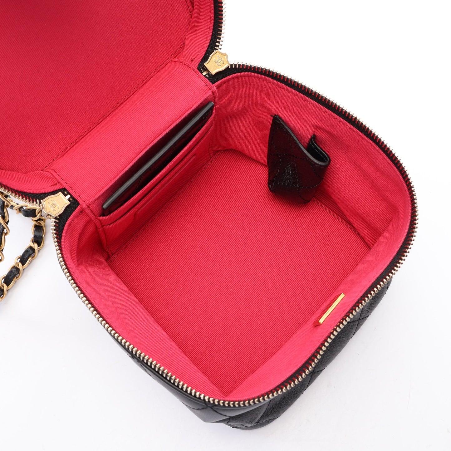 マトラッセ バニティバッグ 2WAY チェーンショルダーバッグ ラムスキン ブラック ゴールド金具 シャネル