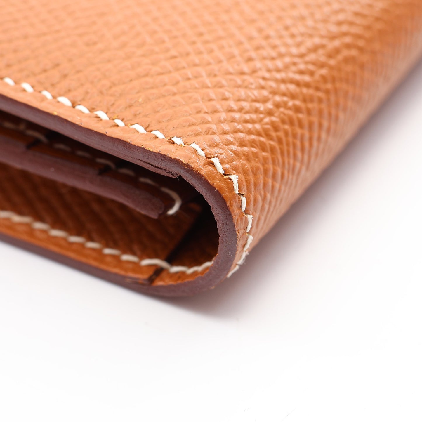 ベアンスフレ ゴールド 二つ折り長財布 ヴォーエプソン ブラウン シルバー金具 A刻印 エルメス