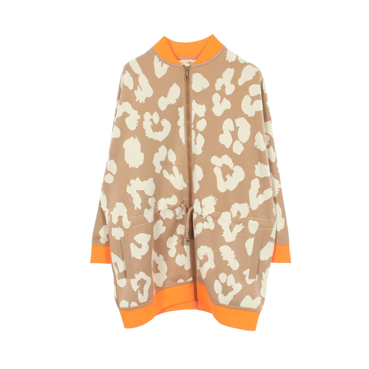 JUNGLE LOVE ツイルレーヌ 切替 ジップアップ ジャケット シルク ベージュ オレンジ エルメス