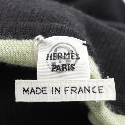 HARNAIS DE COUR BANDANA ツイルレーヌ ハイネック ニット カシミヤ シルク ブラック ライトイエロー エルメス