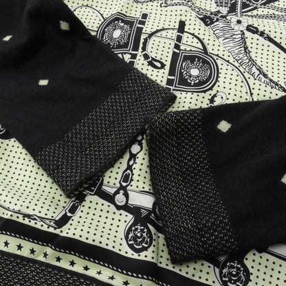 HARNAIS DE COUR BANDANA ツイルレーヌ ハイネック ニット カシミヤ シルク ブラック ライトイエロー エルメス