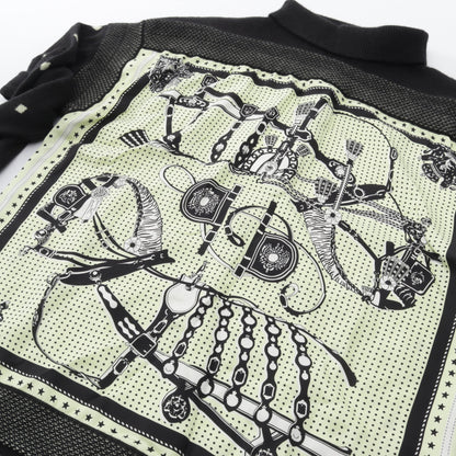 HARNAIS DE COUR BANDANA ツイルレーヌ ハイネック ニット カシミヤ シルク ブラック ライトイエロー エルメス
