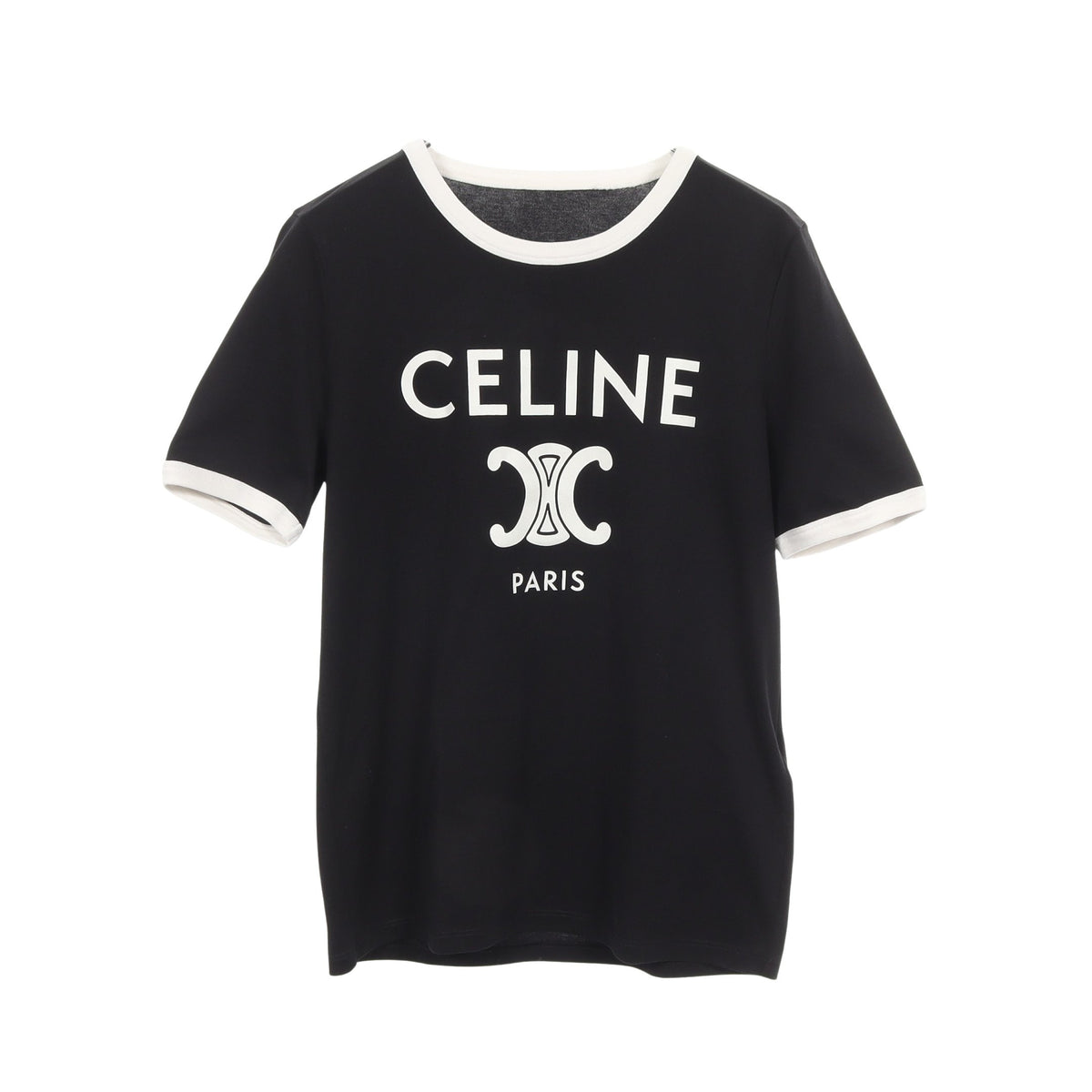 トリオンフ プリント 半袖Tシャツ コットン ブラック ホワイト セリーヌ