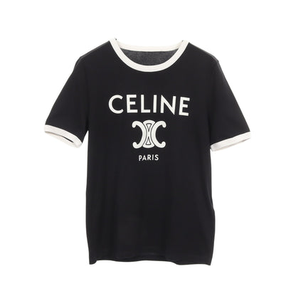 トリオンフ プリント 半袖Tシャツ コットン ブラック ホワイト セリーヌ