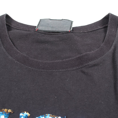 スパンコールロゴ Tシャツ プリント コットン ブラック グッチ