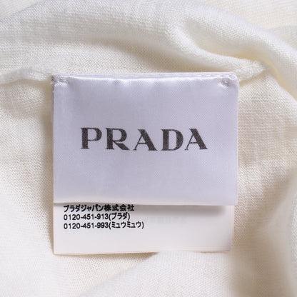 ロゴ刺繍 長袖 ニット ウール ホワイト プラダ
