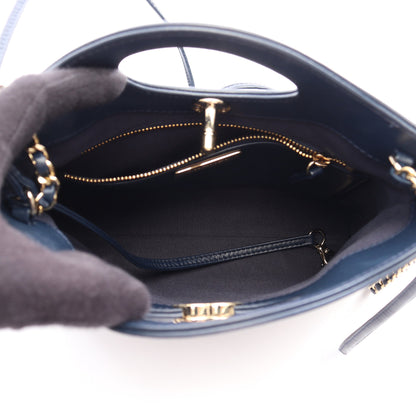 シャネル31 2WAY ショルダーバッグ レザー ネイビー ゴールド金具 シャネル